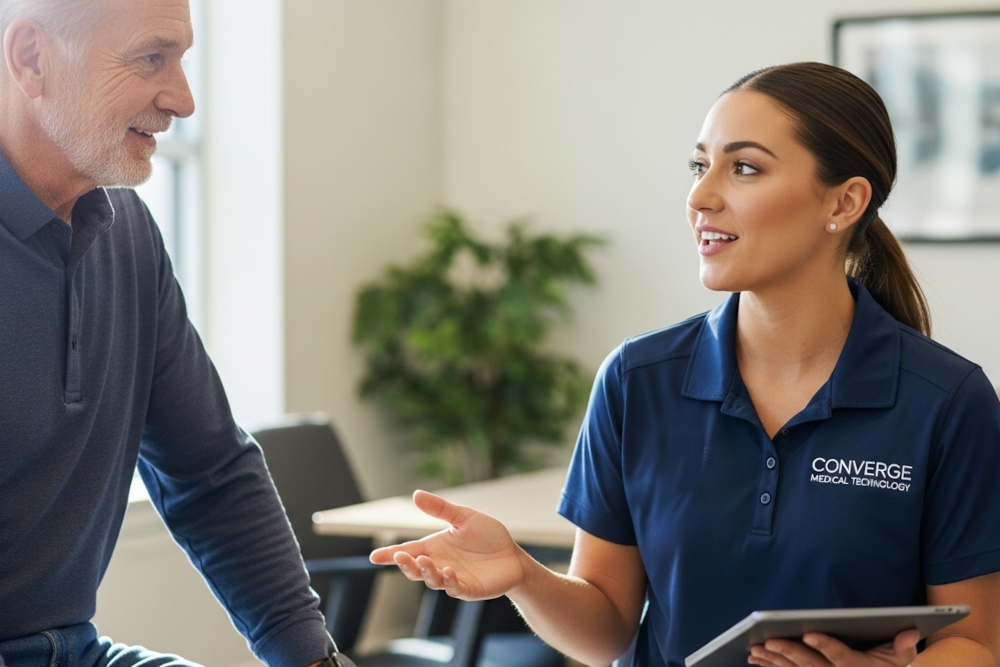 2 people discussing treatment